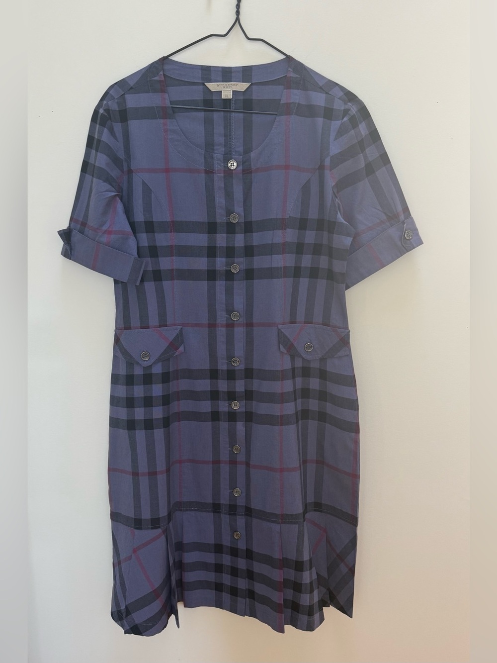 Burberry Brit Plaid Shirt Dress in Blue & Black XL